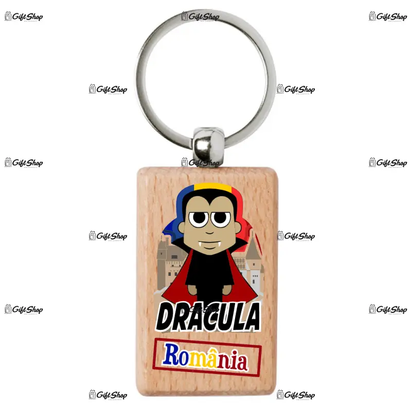 Dracula, romania, breloc din lemn, model 002